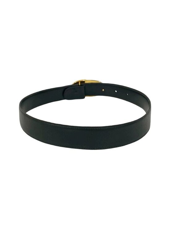 Gucci Vintage GG Logo Buckle Belt Leather Black Gold Silver main image 5